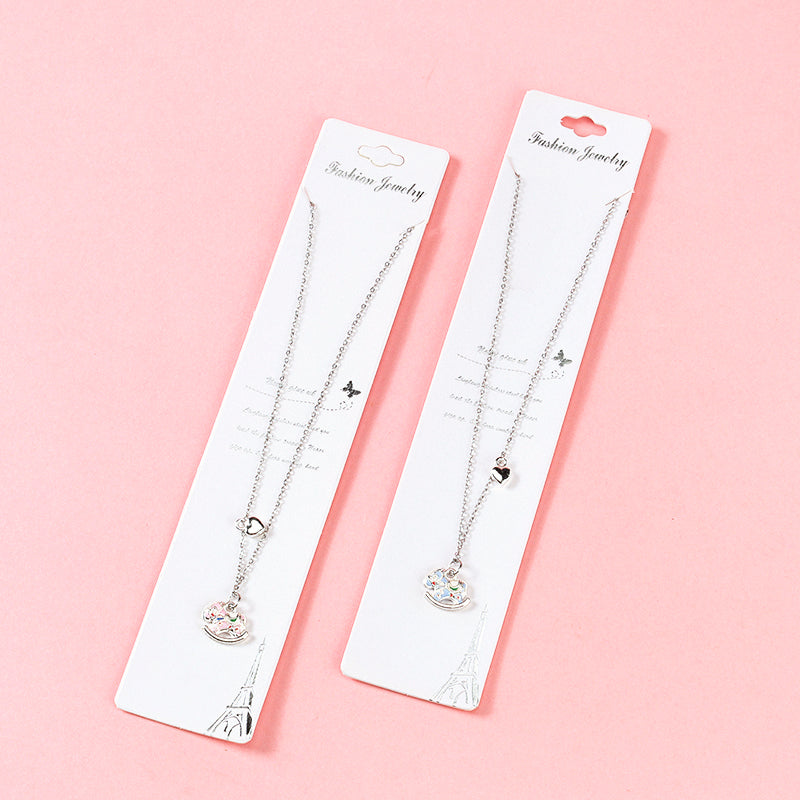 Colorful Enamel Pony - shaped Heart - shaped Necklace M.43