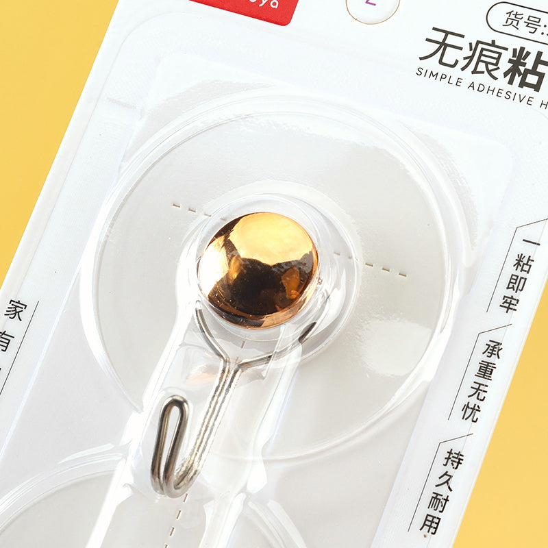 Ganchos adhesivos Qiaoxiaoya modelo 9412 - 2 piezas con diseño de hebilla dorada redonda M.16