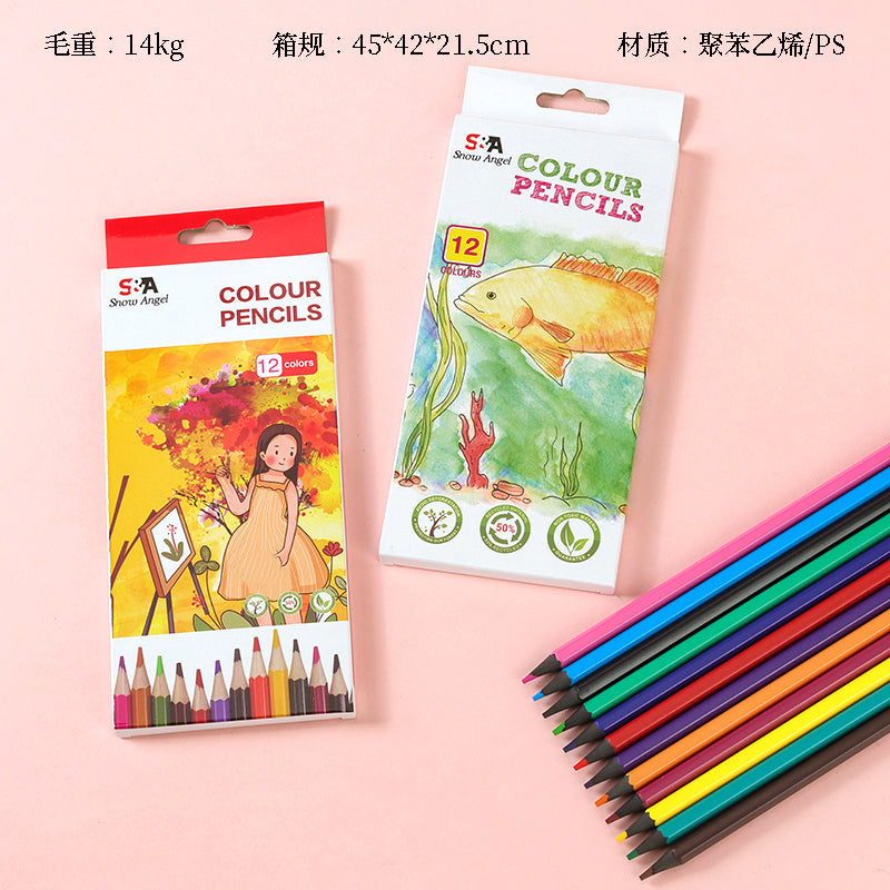 SA - 1012 Black - barreled Colored Pencils, 12 colors M.82