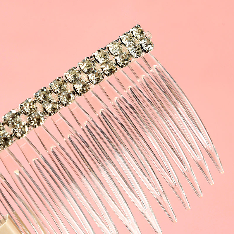 M42 Transparent Hair Comb Adorned with Pearls & Crystals, Boxed