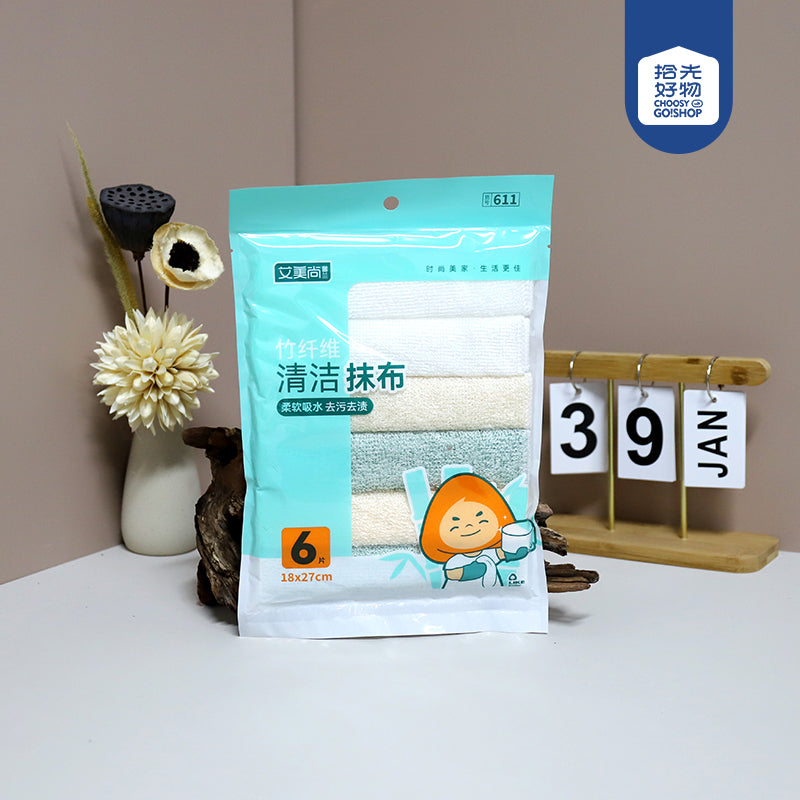 No.611 6 Pcs Bamboo Fiber Dishcloth M.68 JPDB