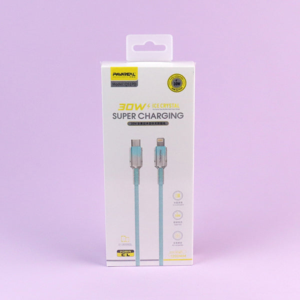 Q51 PD30W Ice Crystal Fast Charging Cable for iPhone 16/15/14 - Type-C to Lightning A.12 JPDB
