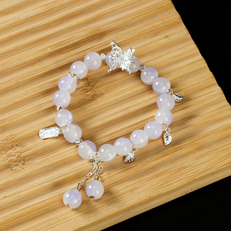 Jade Fragment Butterfly "Ping An Xi Le" Bracelet M.43