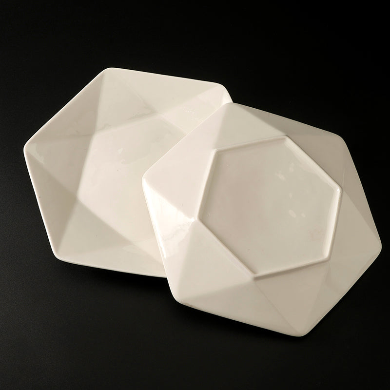 9 - inch White Hexagonal Flat Plate (Qualified Product) M.66 JPDB