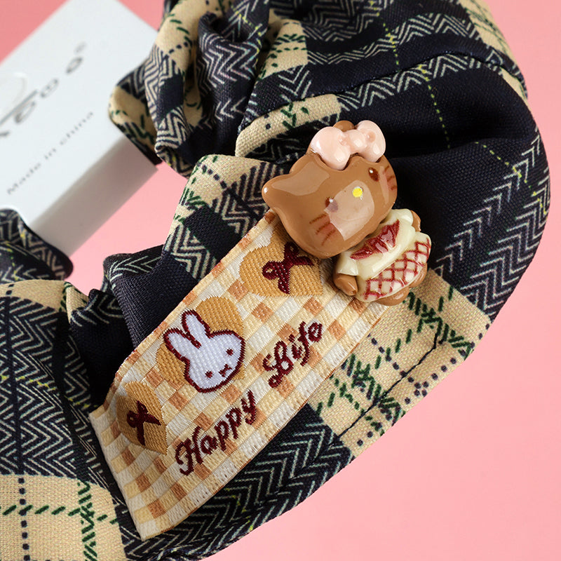 M42 boxed labeled cartoon accessory plaid hair scrunchie