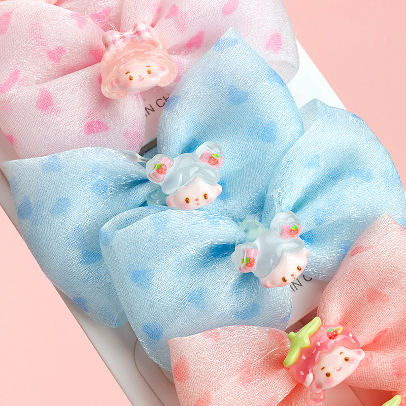 M42 Pinzas para el pelo con lazo de dibujos animados de tira larga para niños