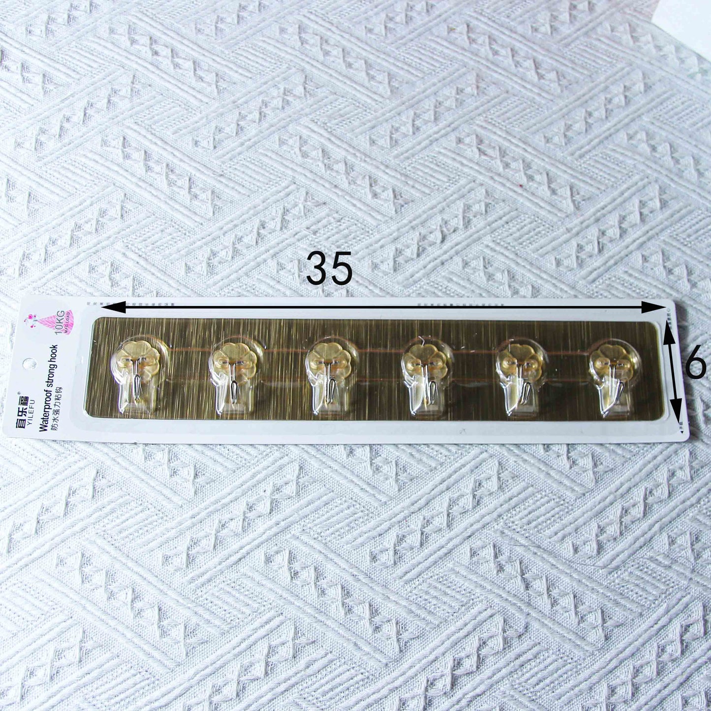 Brand Yilefu Model 8022 Adhesive Hooks - 6-Connected Golden Trace-Free Type M.16