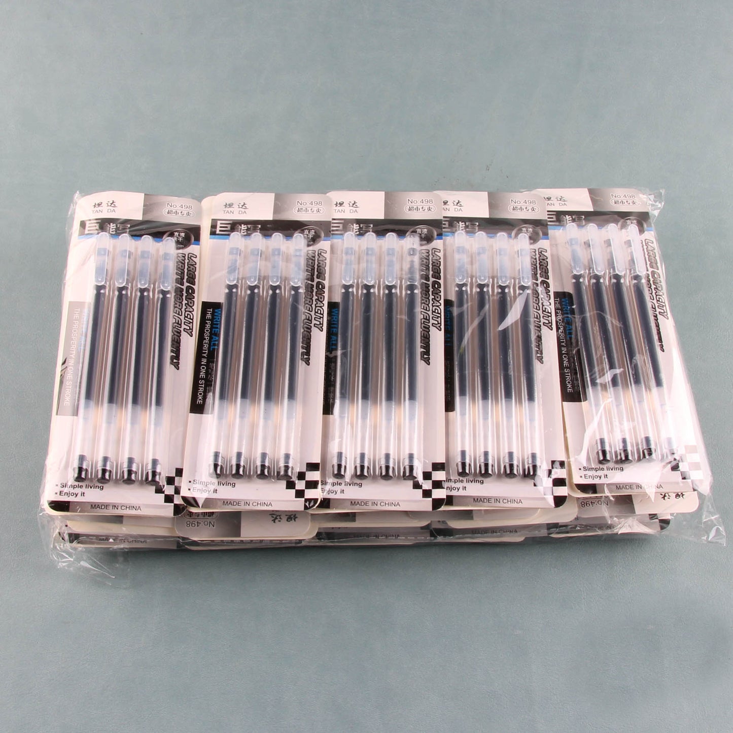 Juego de 4 bolígrafos de gel Hengda de alta capacidad (negro) M.82