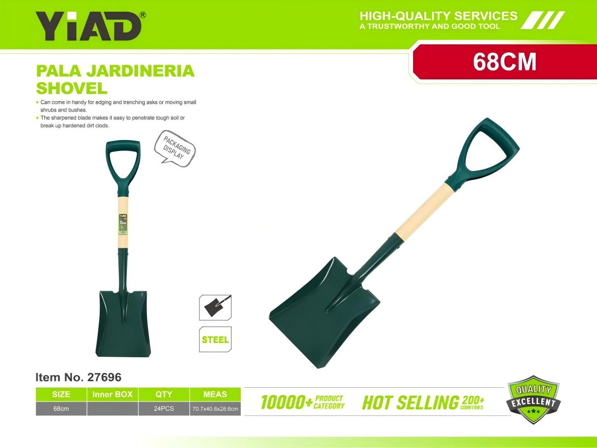 Medium-sized wooden-handled square-headed shovel M.33