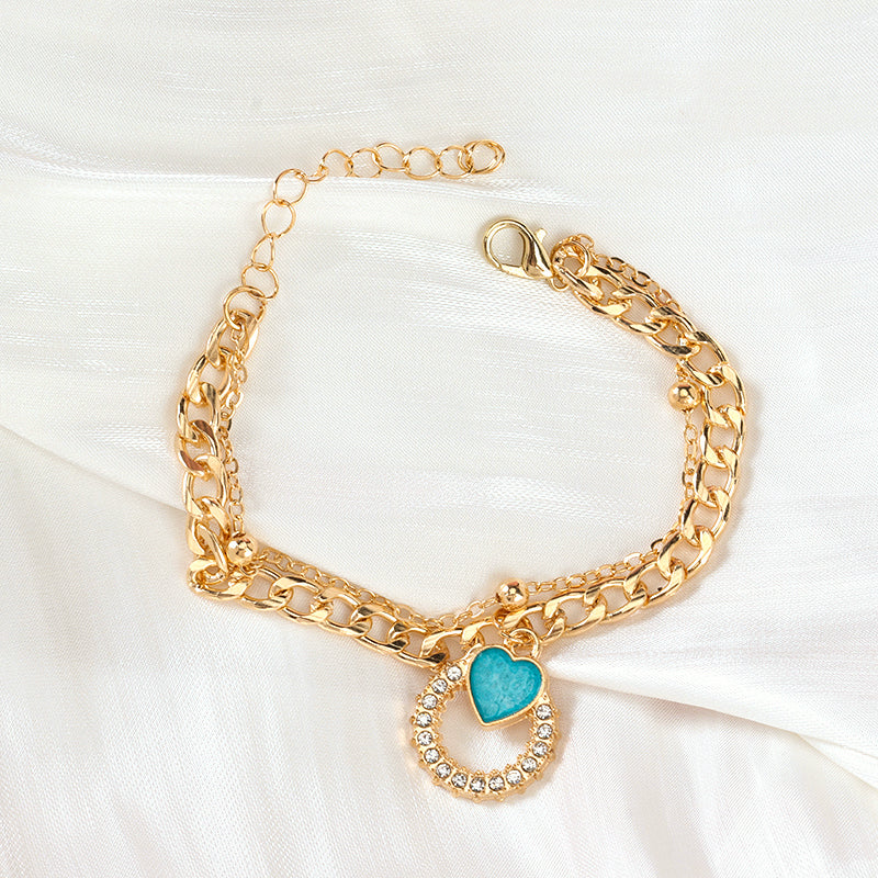 Double-Layer Drill Circle Heart Bracelet M.43
