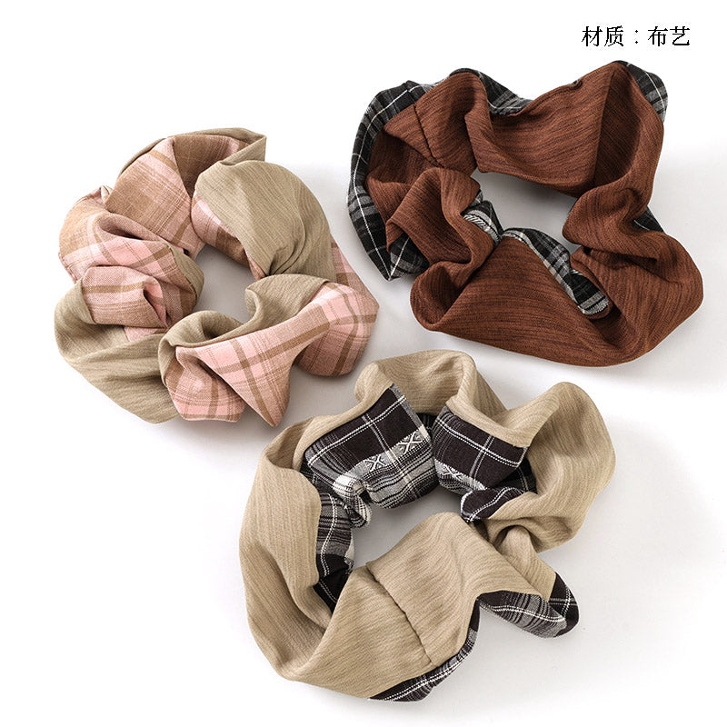 M42 boxed simple two-tone plaid hair scrunchie