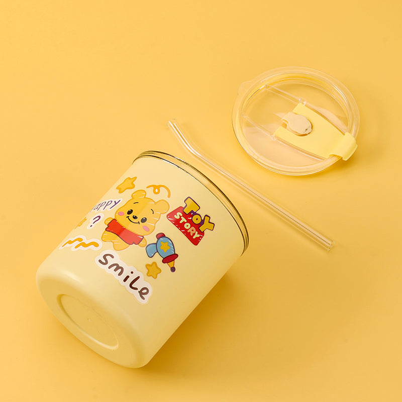 Lotso Straw Glass Tumbler (420ml Random Flower Patterns) M.17