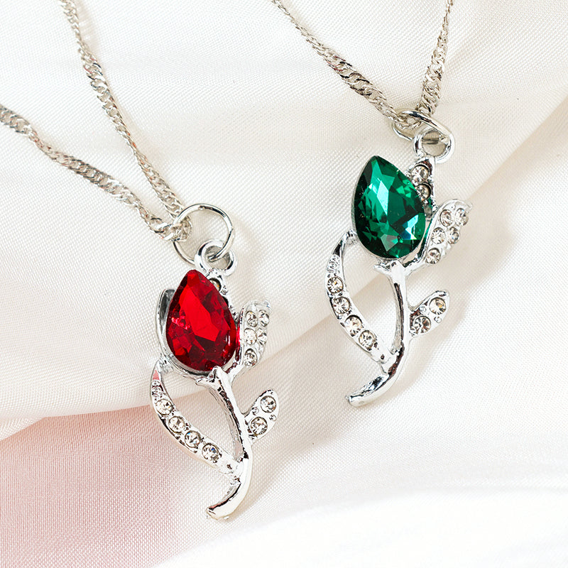 New Style Glass Rose Ripple Necklace M.43