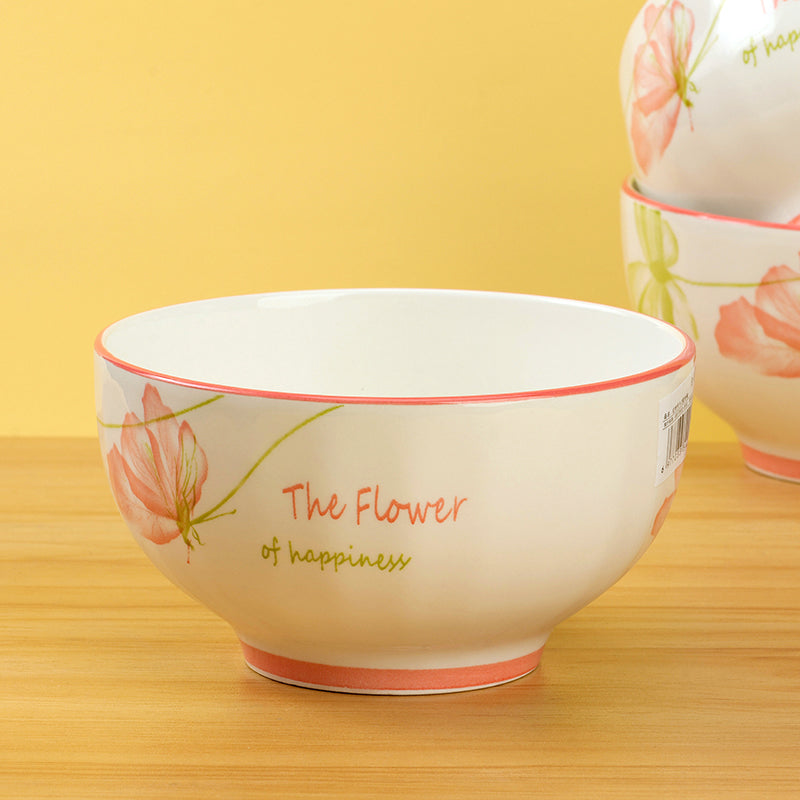 5-inch Printed Starlight Bowl with Blooming Flowers and Dancing Butterflies Pattern M.66 JPDB