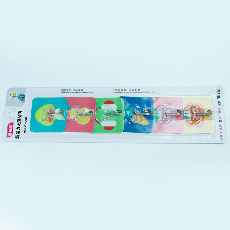 Ruifuli Model 226 Adhesive Hooks - 6 Pcs Printed Trace-Free Type M.16