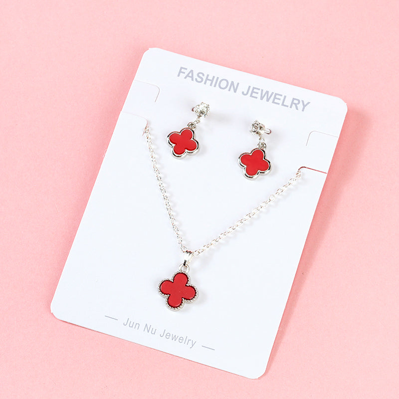 New - style Clover Earrings and Necklace Set M.43