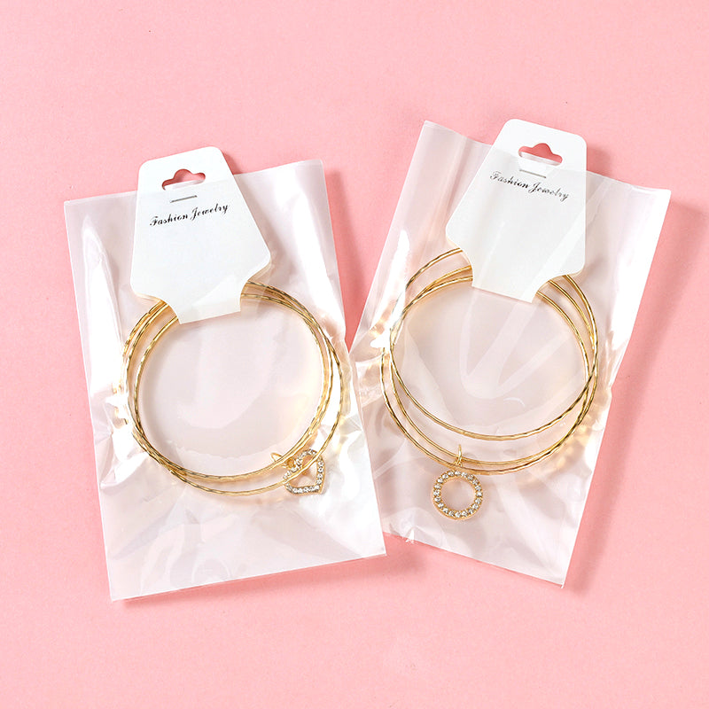 Gold Full-Diamond Pendant Bangle (Three-Circle) M.43