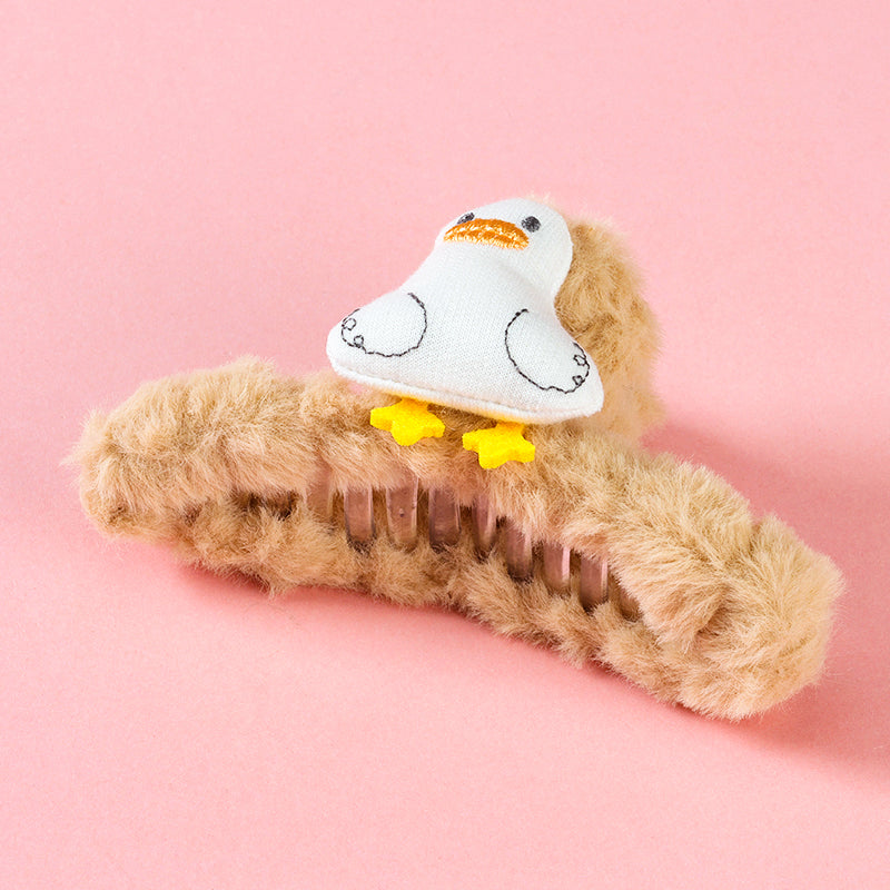 M42 Pinza para el pelo grande de 4,33 pulgadas con diseño de pato forrado de felpa