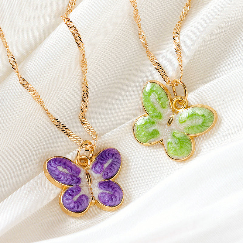 Exquisite Oil-Dripping Butterfly Necklace M.43