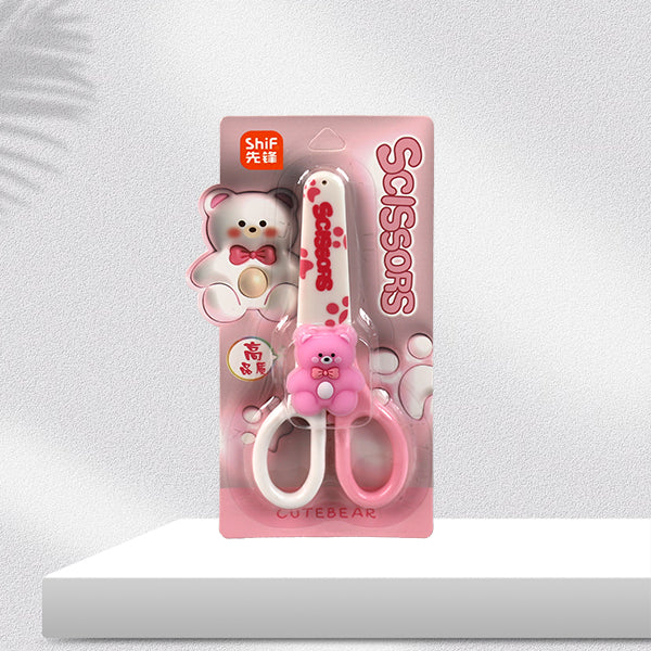 1241 Cute Bear Student Scissors with Protective Cover for Handicrafts M.35 JPDB