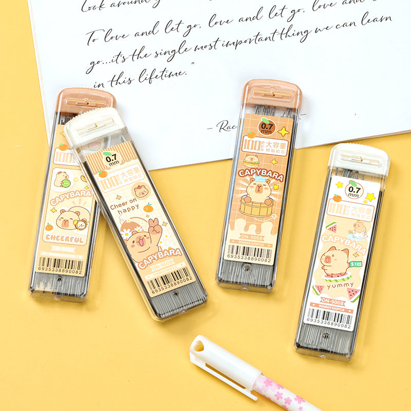 Recambios de lápiz Cute Capybara de 0,7 mm, modelo 9008, 100 unidades, resistentes a roturas, para estudiantes, M.82