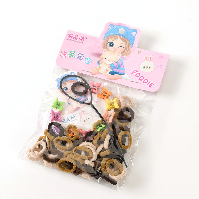 M42 Brown Terry Cloth Loops + Small Claws + Hair Bun Makers in Bag (50 Pieces)