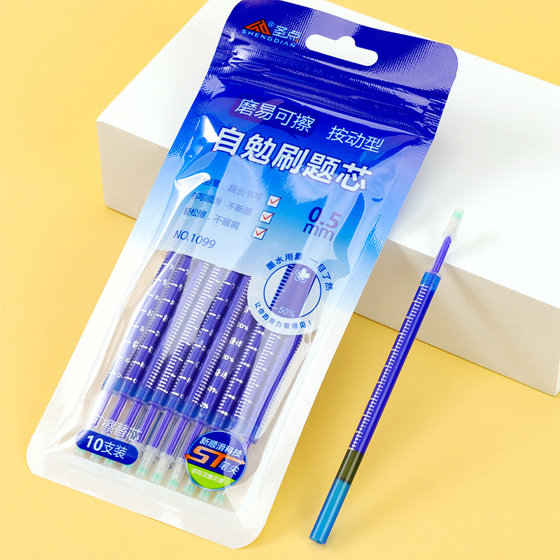 1099 Shengdian Scaled Erasable Pen Refills 10pcs Blue Smooth Erasable Neutral Pen Refills for Kids M.82