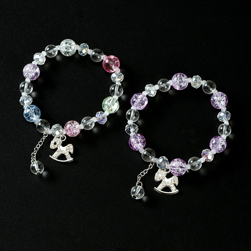 Cracked Bead Diamond-Accented Pony Charm Bracelet M.43