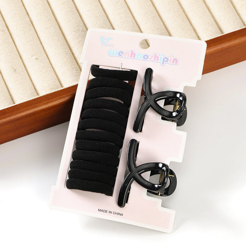 M42 Boxed Black Small Claw Set Cotton Hair Ties