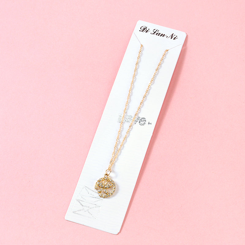 New - style Pave - set Diamond Butterfly Water - wave Necklace M.43