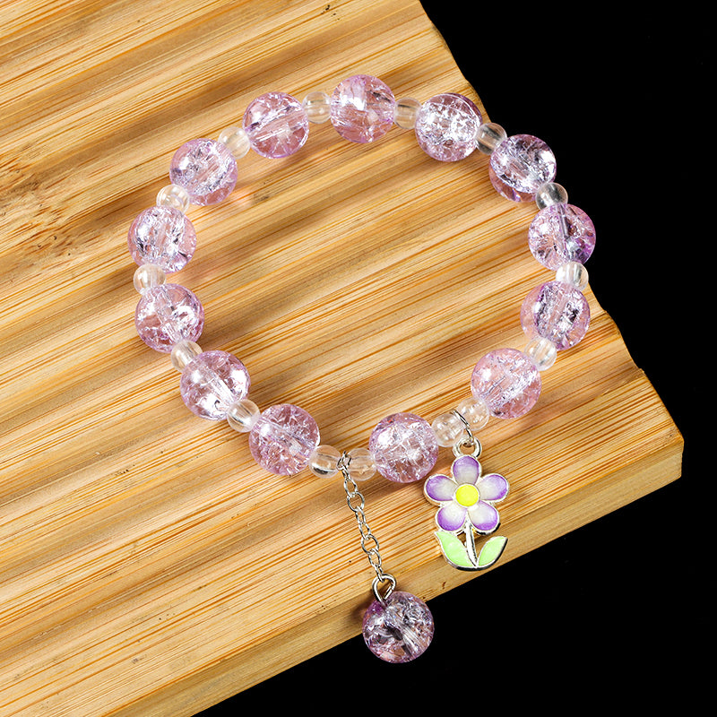 Cracked Bead Enamel Flower Bracelet M.43