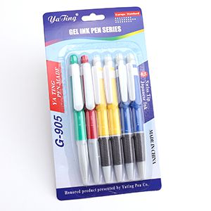 Carded 6-Pack Ballpoint Pen 0.5mm Quick-Dry Ink Hard Paper Case for Office & School M.82