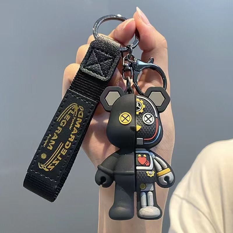 New-Style Punk Mechanical Bear Keychains Cartoon Pendants Half-Hollowed Violent Bear Car Key Rings Schoolbag Charms Gift Items M.72