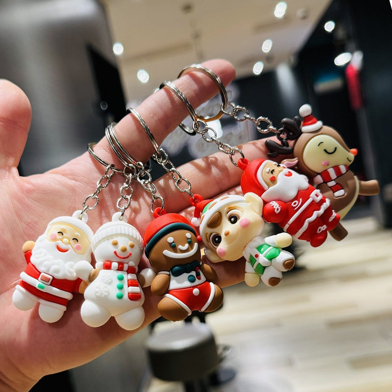 Creative Cartoon Santa Claus Keychain 3D Doll Bag Charm Small Christmas Gift for Kindergarten Children M.72