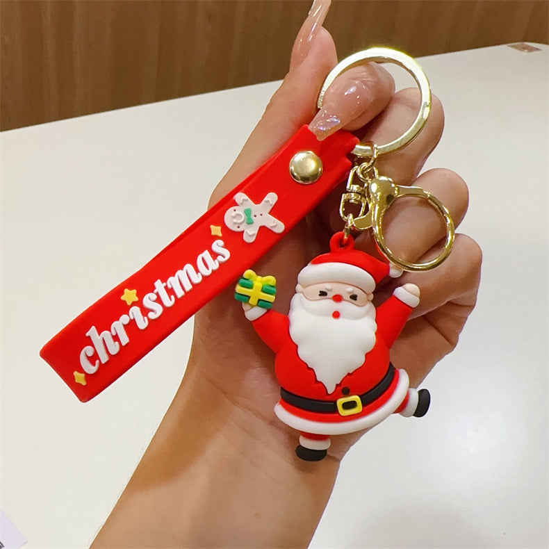 Cross-Border Santa Claus Keychain Figurines Christmas Tree Snowman & Reindeer Key Rings Claw Machine Gift Charms M.72