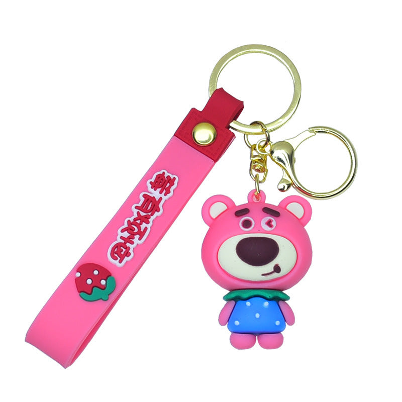 Wholesale of Creative Cartoon Bear Keychains PVC Soft Gel Doll Charms Car Key Rings Activity Gifts M.72