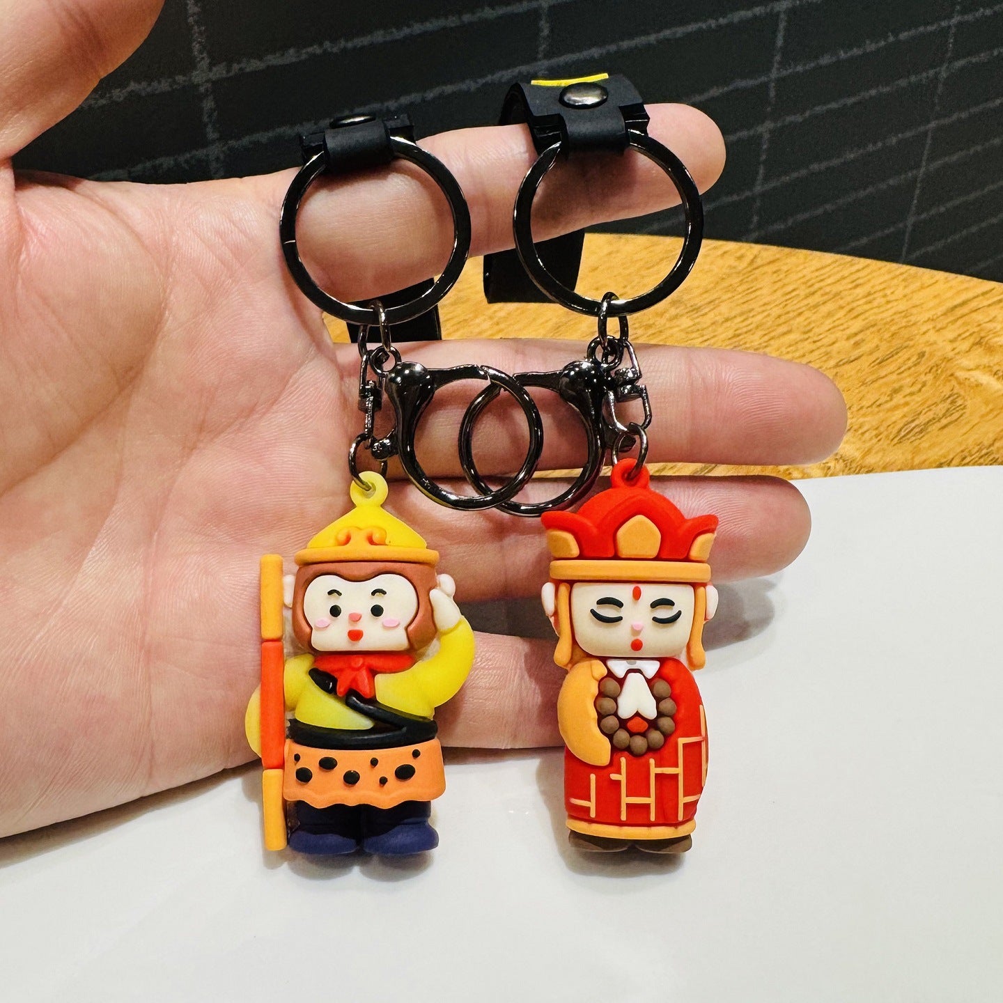 Wholesale of Classic Cartoon Journey to the West Character Keychains 3D Zhu Bajie & Sun Wukong Doll Bag Charms Activity Gifts M.72