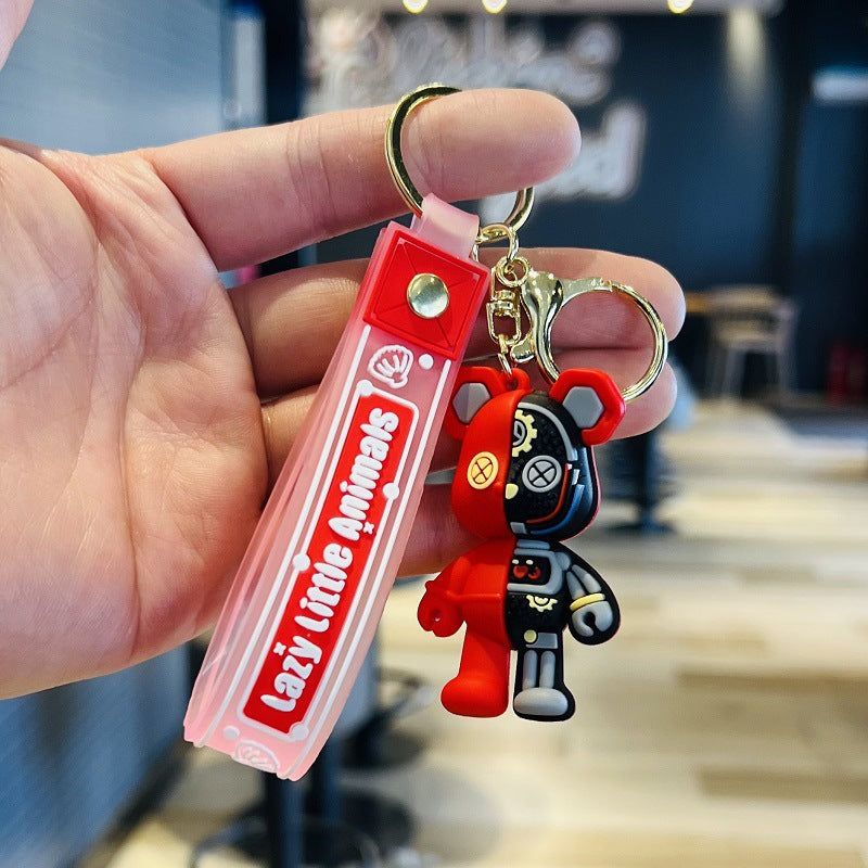 Mechanical Bear Keychain with Lobster Clasp and Leather Cord M.72