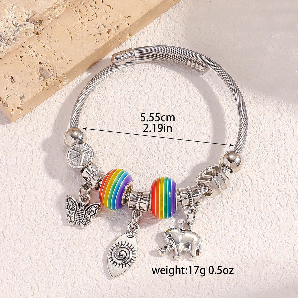 Multi Element Rainbow Beads Devil's Eye Butterfly Bracelet 1103865033-80526301