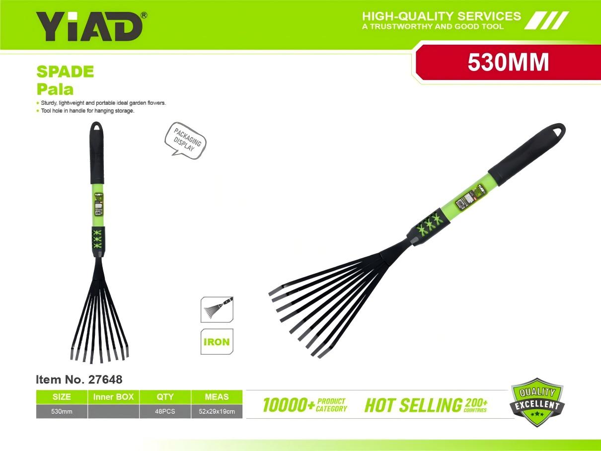 Nine-tooth rake with iron handle and rubber sleeve M.33