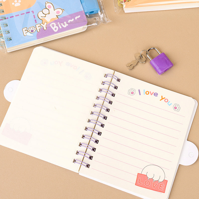 Premium XQ - A7 A7 Password Lock Coil Notebook with Random Flower Designs M.81