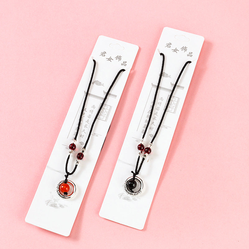 Love - bean Peace Amulet Black - cord Necklace M.43