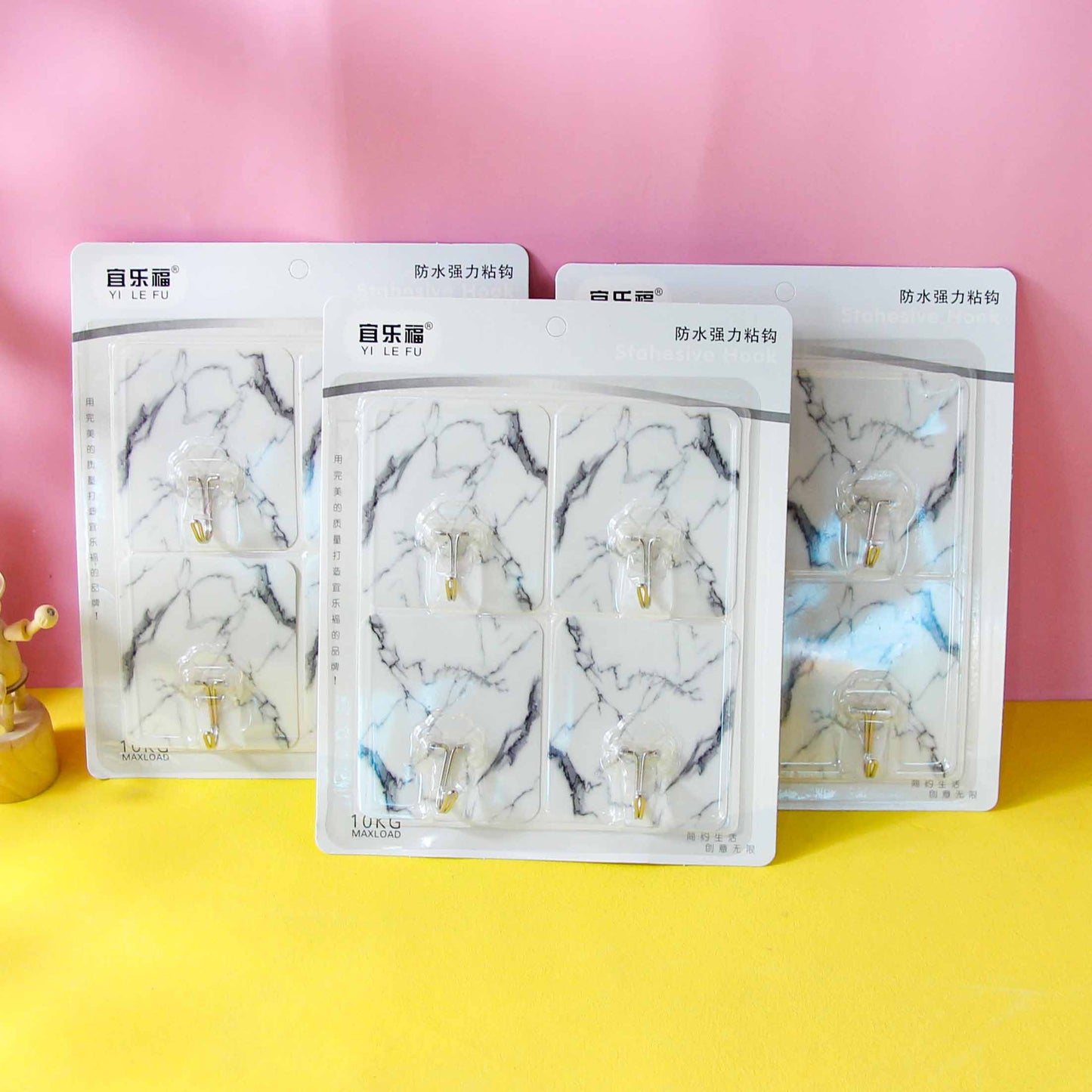 Brand Yilefu Model 8091 Adhesive Hooks - 4 Pcs Trace-Free Type M.16