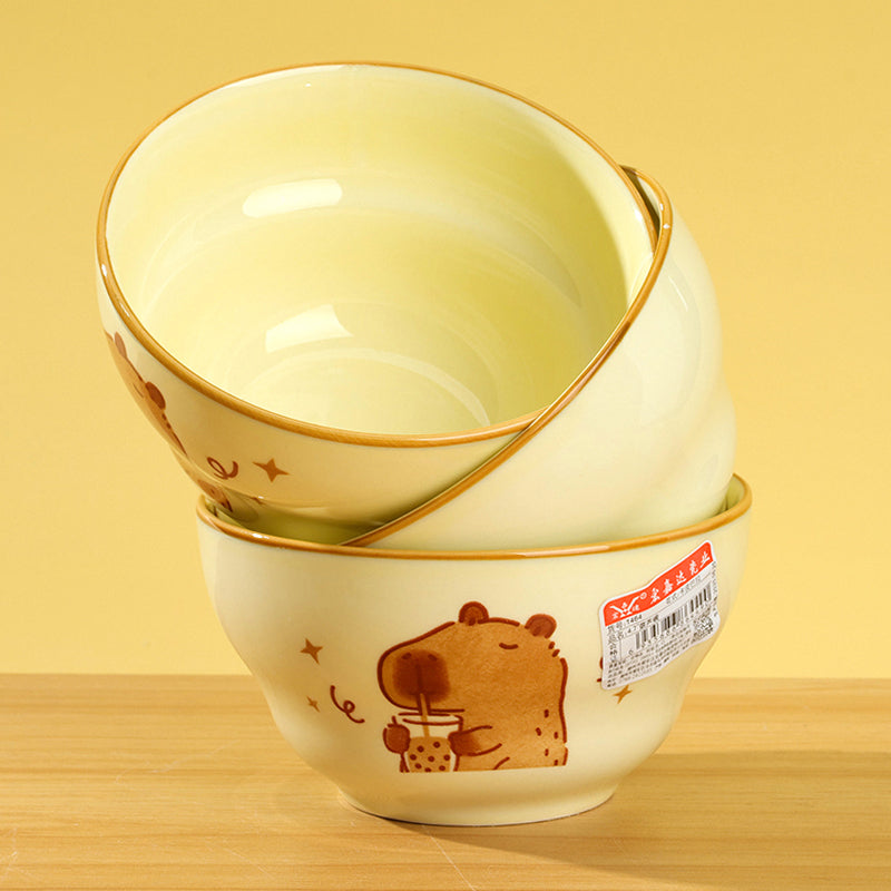 4.7 - inch Gourd - shaped Bowl with Capybara Pattern M.66 JPDB