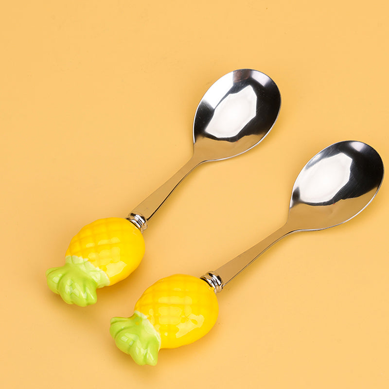 HSC-2 Pineapple Pattern Ceramic Handle No.3 Round Spoon M.66