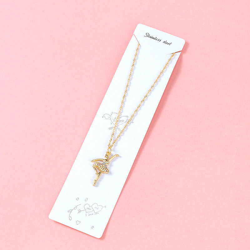 Micro - Paved Ballerina Girl Necklace M.43