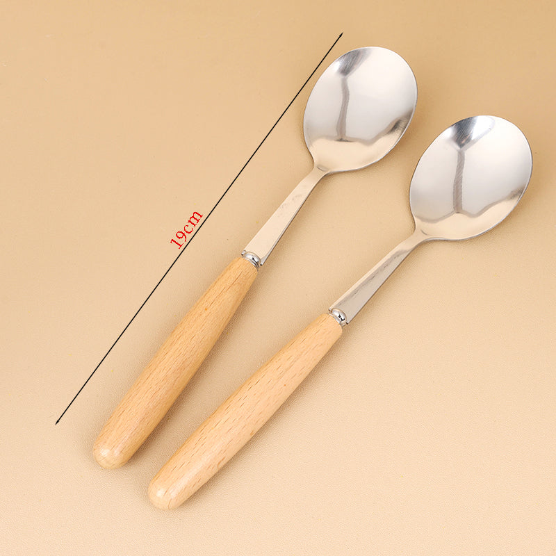 HSD-4 Beechwood Handle No.2 Round Spoon M.66