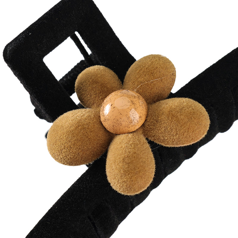 M42 5.12 Inch Large Hair Claw with Flocked Flower Accessory