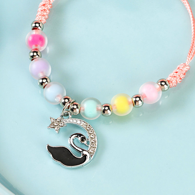 Frosted Bead Pendant Braid Bracelet M.43