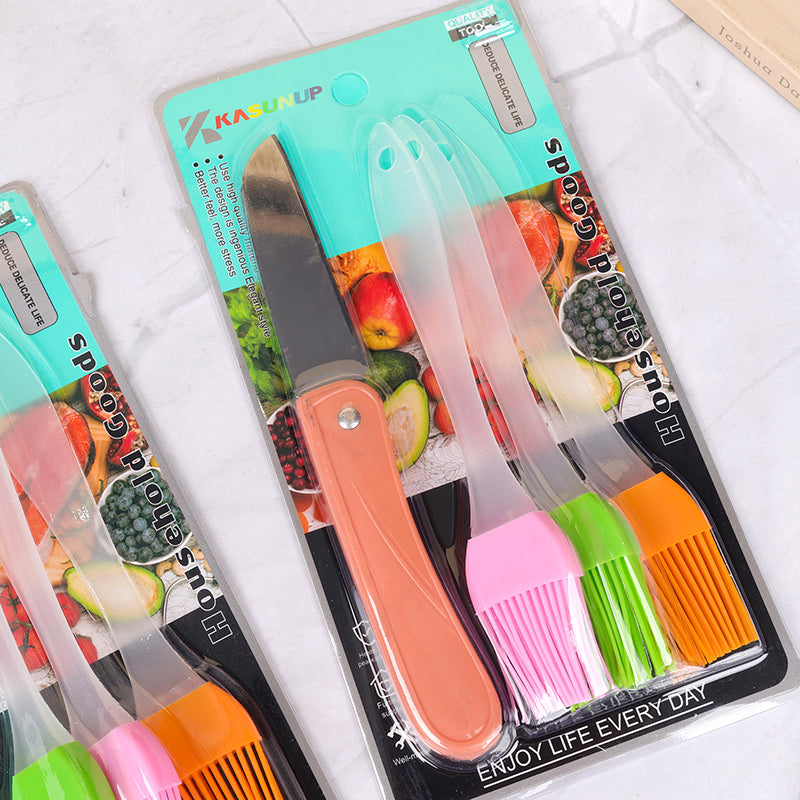 A - 9806 Four - Piece Set: Grill Brush and Fruit Knife M.62